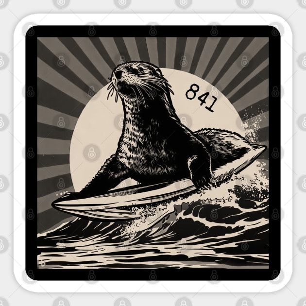 OTTER 841 Surfing Otter Santa Cruz Sticker by REDWOOD9